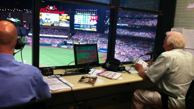 I worked in the Brewers' radio booth with Bob Uecker for four years. We're in the St. Louis booth.